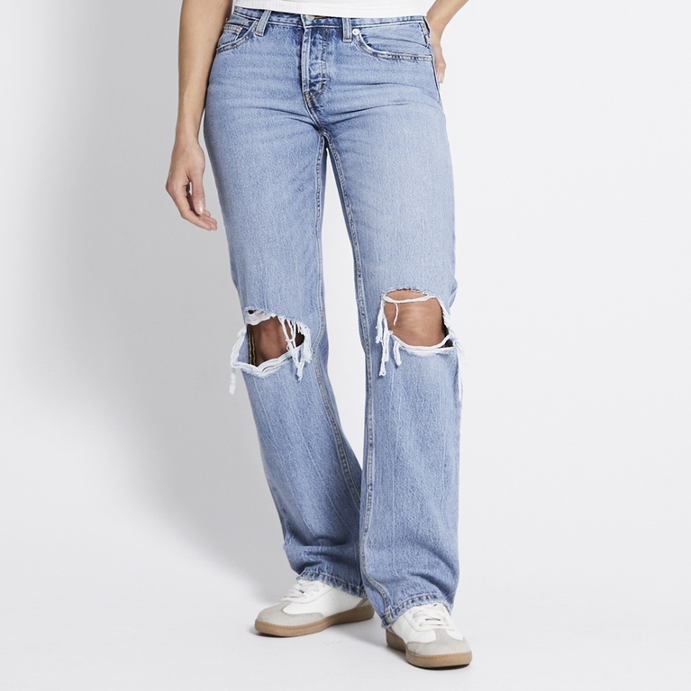 Low waist straight jeans "Icon" Light heavy worn